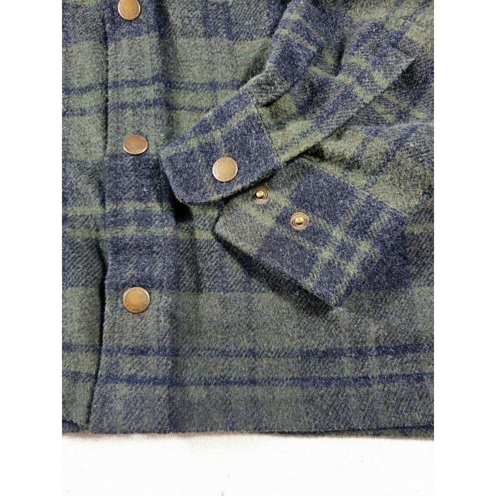 Vintage Wool Blend Plaid Flannel Shirt Jacket Snap Large 80s Orton Brothers - Picture 6 of 12